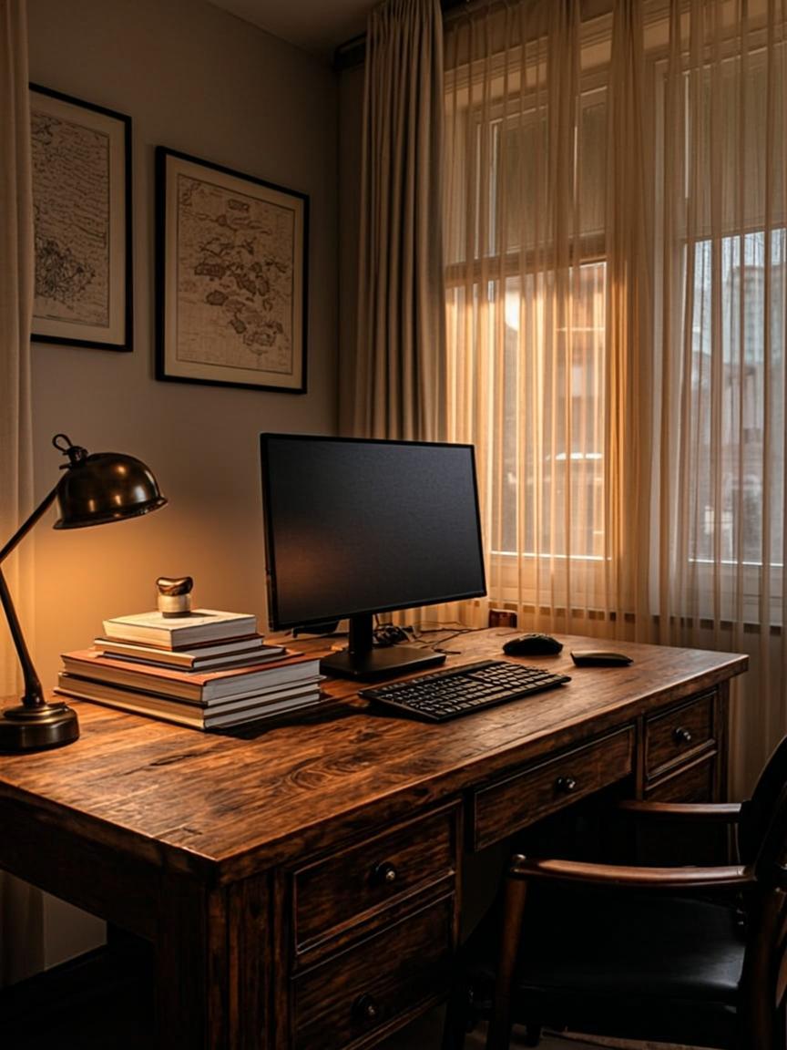 MERIDIAN studio workspace at night